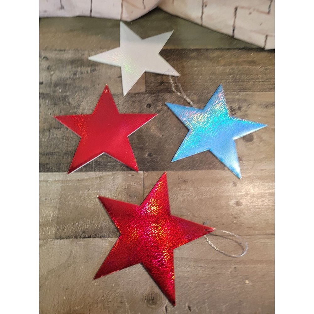 Red blue silver star USA‎ America set decor